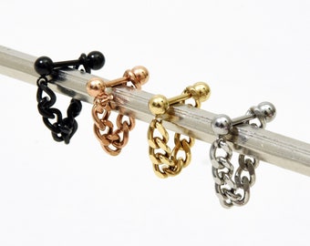 Chain earring dangle earring front to back earring minimalist earring chain link earring drop earring korean earring 16g single