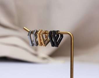 V hoop earings  v huggie hoop earrings  silver gold black cartilage huggie hoops  v huggie hoops earrings  gold geometric huggie hoops