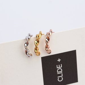 twist earring Ear cuff no piercing earring sterling silver 14k plated gold ear cuff twist earrings gold single clip on earrings