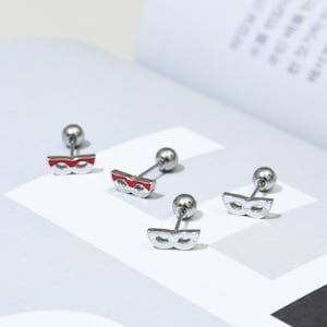 Tiny stud earrings 20G tiny mask earrings small mask piercing earring screw back ball hypoallergenic cartilage earrings kids earrings opera