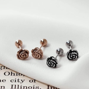 Blume Rose Ohrstecker kleine Rose Knorpel Ohrringe Schraube Ohrringe Rose Ohrstecker zweiter Ohrstecker Chirurgenstahl