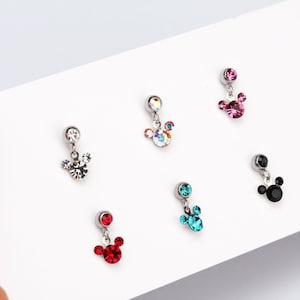 Mickey mouse earring 16g tiny mickey mouse dangle earring  tiny 4mm mickey ball studs earring minimalist cartilage earring 1 piece