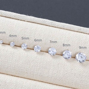 Cubic zirconia earrings cubic stud earrings simple minimalist studs   dainty stud earrings tiny cubic earrings big cubic earrings 10mm cz