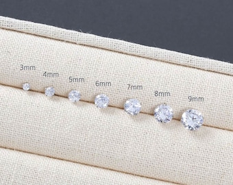 Cubic zirconia earrings cubic stud earrings simple minimalist studs   dainty stud earrings tiny cubic earrings big cubic earrings 10mm cz