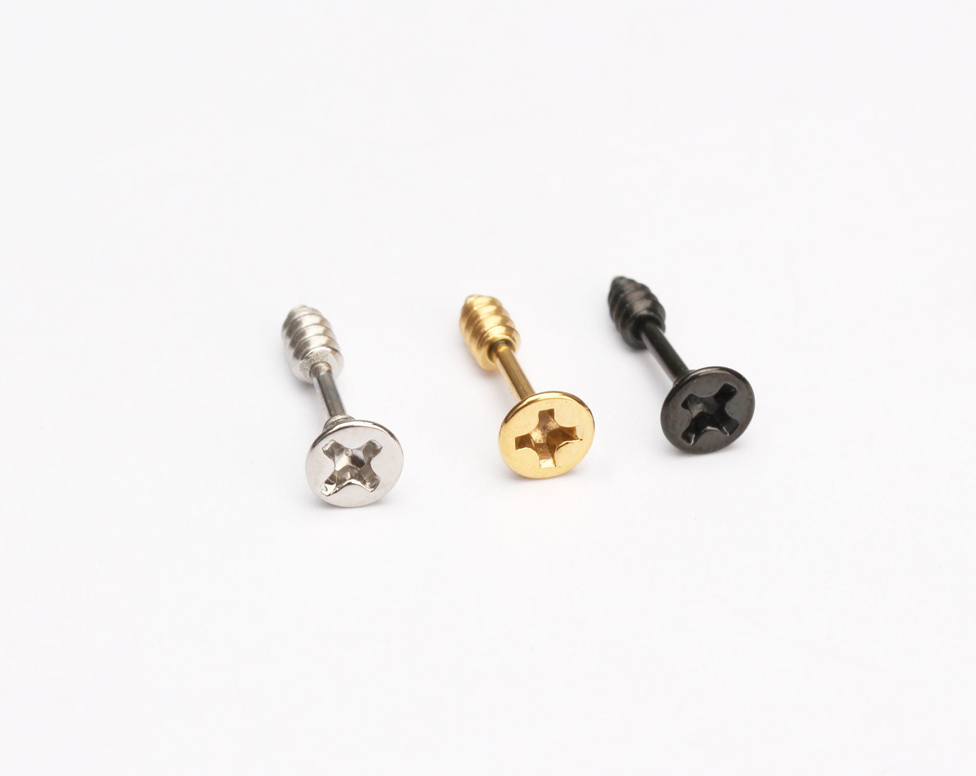 16G Screw Stud Earrings Piercing Cartilage Helix Tragus Screw Etsy