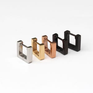 Square huggie hoop earrings geometric ear hoop earrings gold square hoop earrings  gold huggie earrings geometric earrings Matte
