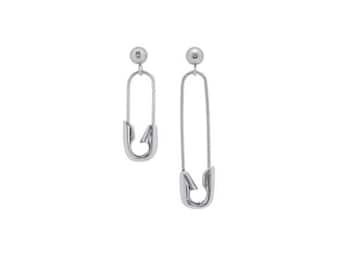 Safety pin drop earring   drop safety pin stud earring   safety pin earrings   small saftey pin earring   midium saftey pin stud earring