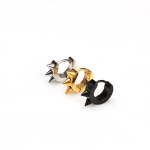 Spike huggie hoop earrings  tiny spike huggie earrings for men women cartilage jungkuk piercing bts earring gold spike hoops punk earrings