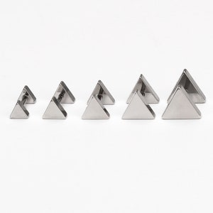 16g triangle earrings silver geometric earrings  triangle helix earrings  triangle cartilage piercing earring for men (2 pieces)
