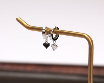 Tini mini heart earrings mini huggie earrings  surgical steel huggies earrings hypoallergenic k-pop earrings huggie hoop earrings