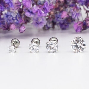 3 4 5 6mm stud earrings clear cubic zincornia stud earrings surgical steel screw back ball earrings cartiage earrings simple earrings tiny