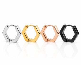 Hexagon huggie hoop earrings hexagon earrings gold hoop earrings hexagon hoop earrings gold huggie earrings geometric earrings
