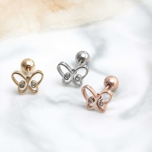 Butterfly earrings butterfly stud earrings  22g screw ball earrings kids earrings surgical steel stud earring hypoallergenic