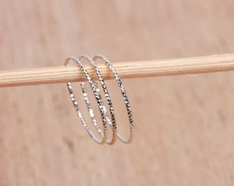 Silver - 0.8mm diamond cut sterling silver ring  minimalist   dainty ring  stackable thin silver ring  stacking ring  dainty ring, skinny