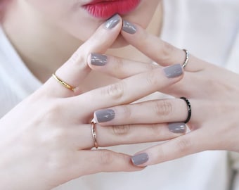 2mm minimalist band ring statement friendship rings thin layered rings pinky promise ring surgical steel ring black,single