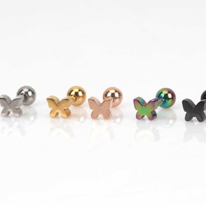 Tiny Schmetterling Ohrring 16g Mini Schmetterling Knorpel Ohrring Schmetterling Ohrstecker Chirurgenstahl bestes Geschenk für ihren Helix Piercing Ohrring