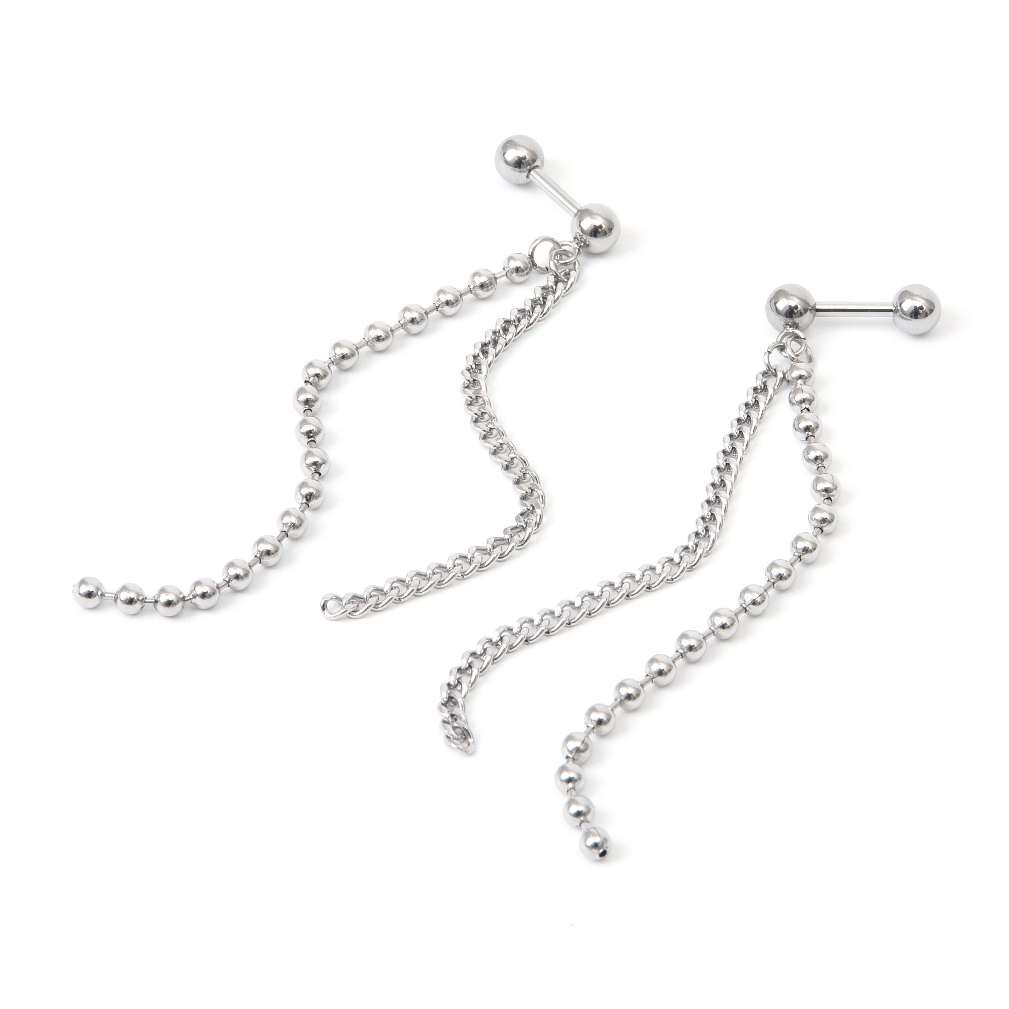 Chain Link earrings chain studs dangle earrings silver Etsy