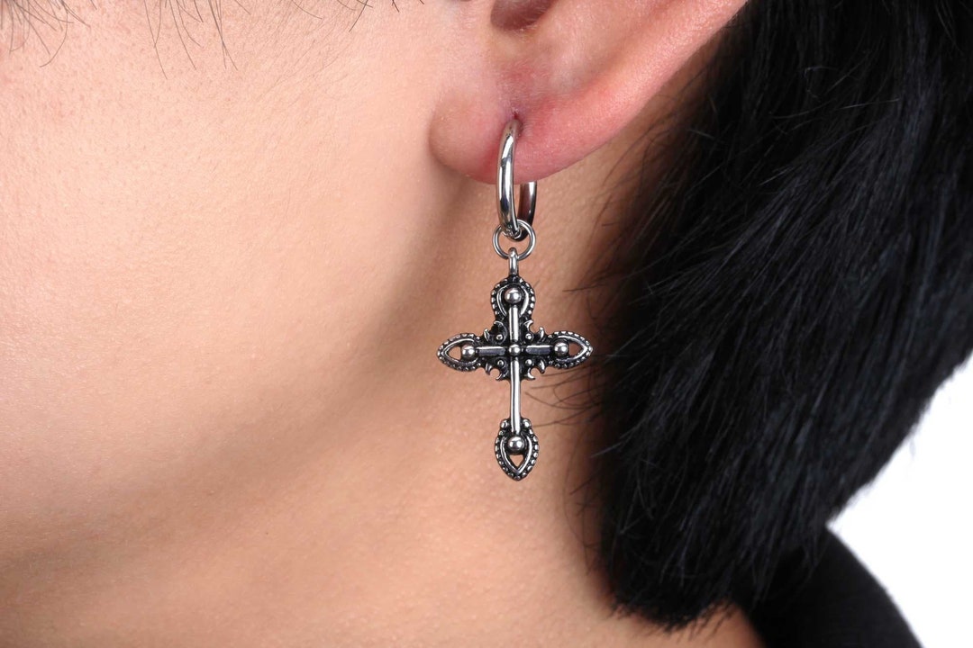 ☆BTSジミン☆関税込★PORTRAIT REPORT★Decadence Hoop Earring Bts Earrings Hoop Drop Earrings Bts Jimin Earrings Cross