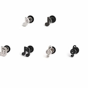 Treble clef music note earrings piercing music note earrings front screw on earrings note piercing 16g musical jewerly