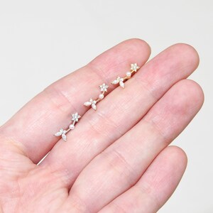 16g shell flower pearl leaves earring cz curved flower cartilage earring cubic zirconia cartilage helix conch piercing helix earring