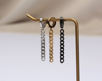 Chain earrings  dangle earrings drop earrings mens huggie bts kpop idol earring  tiny huggie hoop earring gold huggie hoops