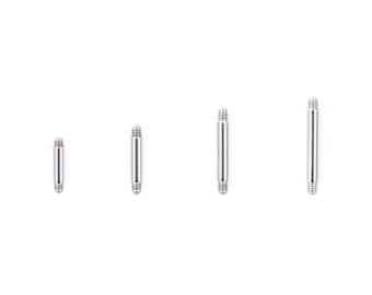 16 g (1,2 mm) ersättningsstänger i kirurgiskt stål, boll och bakstycke, 4 st. ersättningsstång i stål, 4 mm, 6 mm, 8 mm, 10 mm