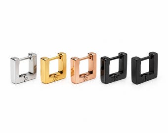 Square huggie hoop earrings geometric ear hoop earrings gold square hoop earrings  gold huggie earrings geometric earrings Matte
