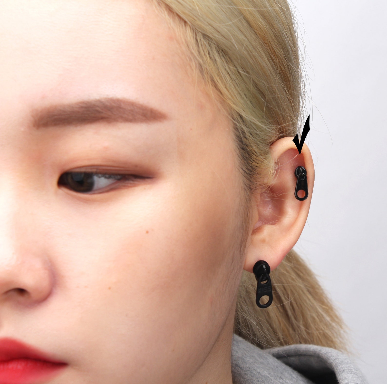 Zipper Earring 16G Zipper Piercing Earring Zipper Dangle Etsy