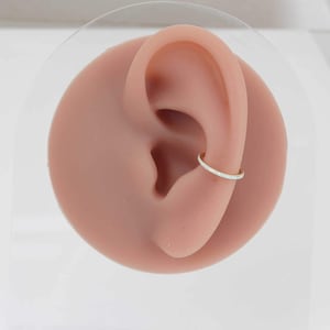 Gold seamless clicker hinged segment hoop ring earring 10mm opal lined front facing conch cartilage helix tragus septum nose lip piercing