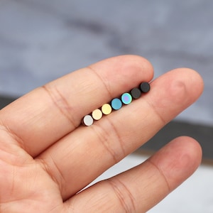 Tiny dot stud earrings 16g screw on back circle helix cartilage tragus piercings   hypoallergenic  gold piercings  gold circle earrings pair