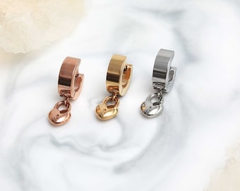 Locks dangle earrings locks heart hoop earrings heart hugie hoop earrings small hoop earrings gold hoop earrings tiny hoop earrings