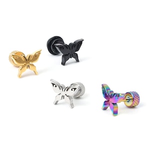 Butterfly stud earring 16g butterfly stud piercing gold stud earring best gift for her gold butterfly stud butterfly earrings,hypoallergenic