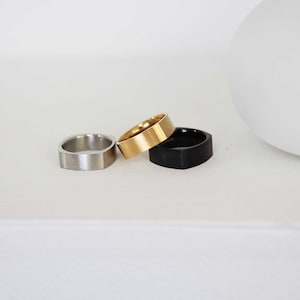 6mm angled silver gold black band in matte finish  men&#39;s or women&#39;s simple band  silver matte ring  gold black band  geometric ring