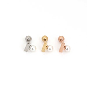 Perlen Ohrringe 22g minimalist Ohrstecker Chirurgenstahl Schraubverschluss kleine Stab Ohrringe niedliche Ohrringe zierliche Ohrringe hypoallergen