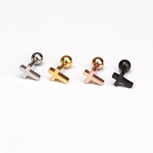 Tiny cross earring 16g minimalist cross cartilage earrings  cross jewelry religious earring  cross conch helix cartilage earrings 1 piece