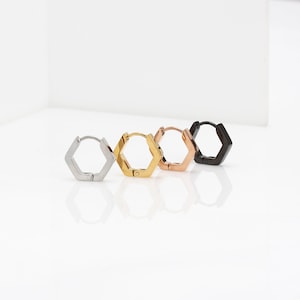 Hexagon huggie hoop earrings hexagon earrings gold hoop earrings hexagon hoop earrings gold huggie earrings geometric earrings