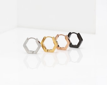 Hexagon huggie hoop earrings hexagon earrings gold hoop earrings hexagon hoop earrings gold huggie earrings geometric earrings
