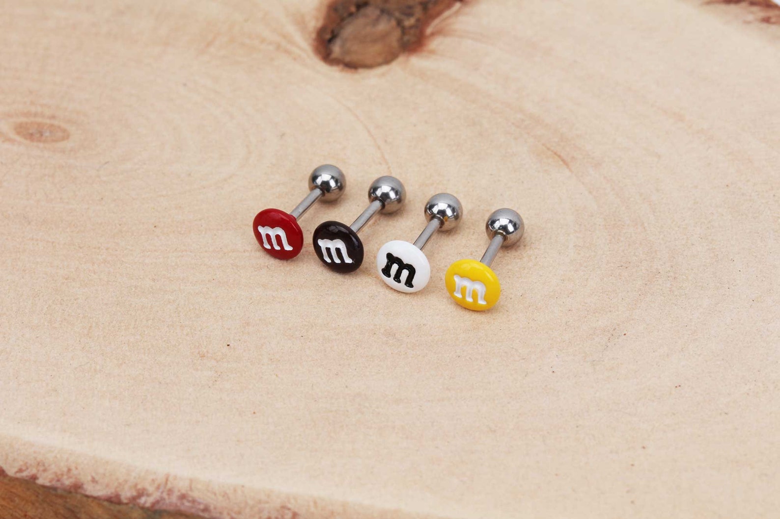 M&M stud earring/16G Single ear piercing/Candy cartilage helix Etsy