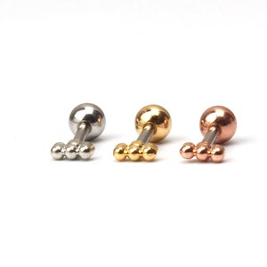 Tiny bar earring 16g minimalist bar cartilage earrings 3ball bar stud earring mini bar conch helix cartilage small earrings for second hole