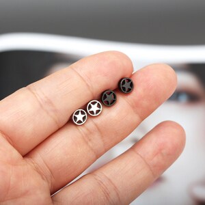 Pentacle earrings 20G tiny pentagram pentacle star stud earrings pentacle cartilage earrings screw back ball earrings hypoallergenic
