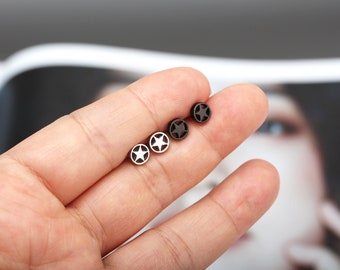 Pentacle earrings 20G tiny pentagram pentacle star stud earrings pentacle cartilage earrings screw back ball earrings hypoallergenic
