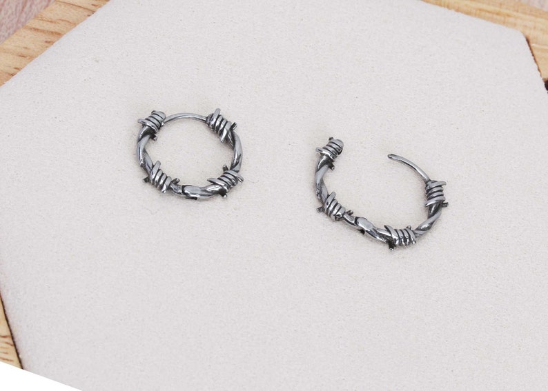 Barbed Wire Hoop Earrings Wire Hugie Hoop Earrings Twig Wire - Etsy