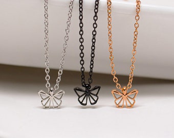 Butterfly necklace simple necklace Rose Gold necklace thin silver necklace delicate butterfly necklaces Gift for her Necklace for women