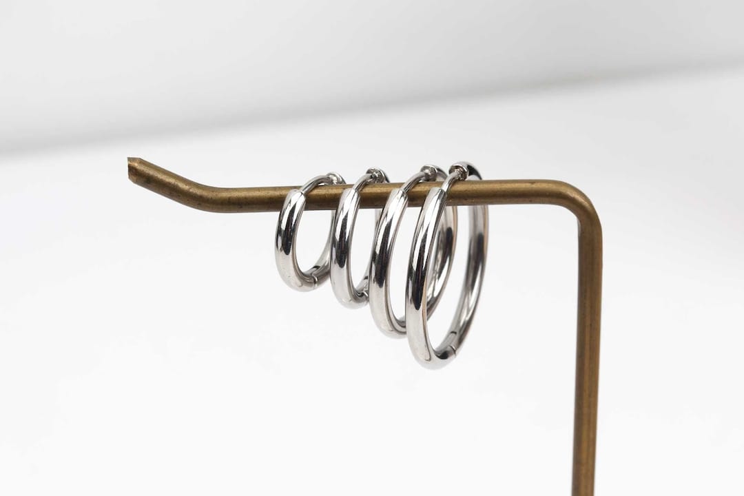 Mens Hoop Earrings 2.5mm Silver Hoop Earrings Simple Silver