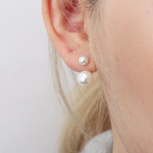 16g double sided tiny pearl stud earrings tragus helix cartilage conch piercing ear jacket gift for her(2pieces)
