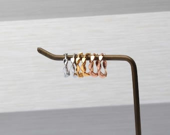 Dainty hoop earrings twisted huggie hoop earrings  surgical steel earrings hypoallergenic k-pop earrings thin hoop earrings gift for her