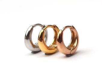 Basic One-Touch Mini Surgical Steel Hoop Earrings - Hypoallergenic & Tarnish-Resistant Everyday Earrings for Sensitive Ears Hypoallergenic