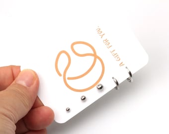 Set of 5 ear piercings 5pcs ball stud earrings set for women 16G 3,4,6mm ball mutiple piercing set silver small huggie hoop earrings