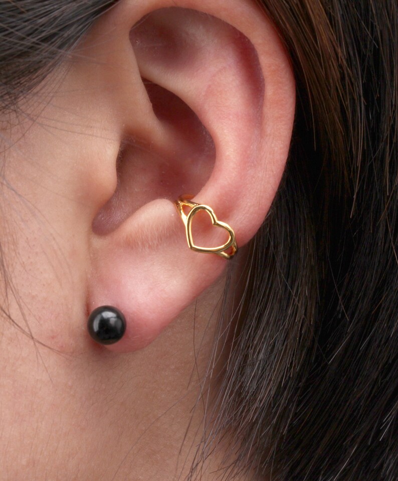 Ear Cuff No Piercing Heart Ear Cuff Gold No Piercing Earring Etsy