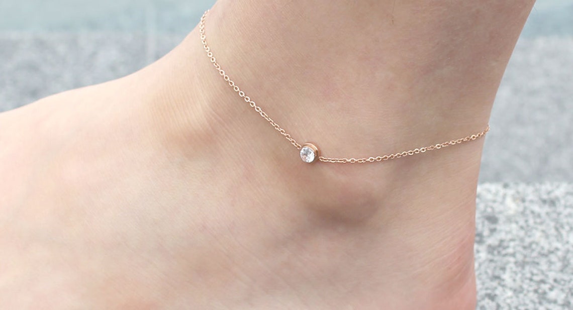 Rose Gold Anklet Bracelet Delicate Anklet Dainty Anklets Etsy